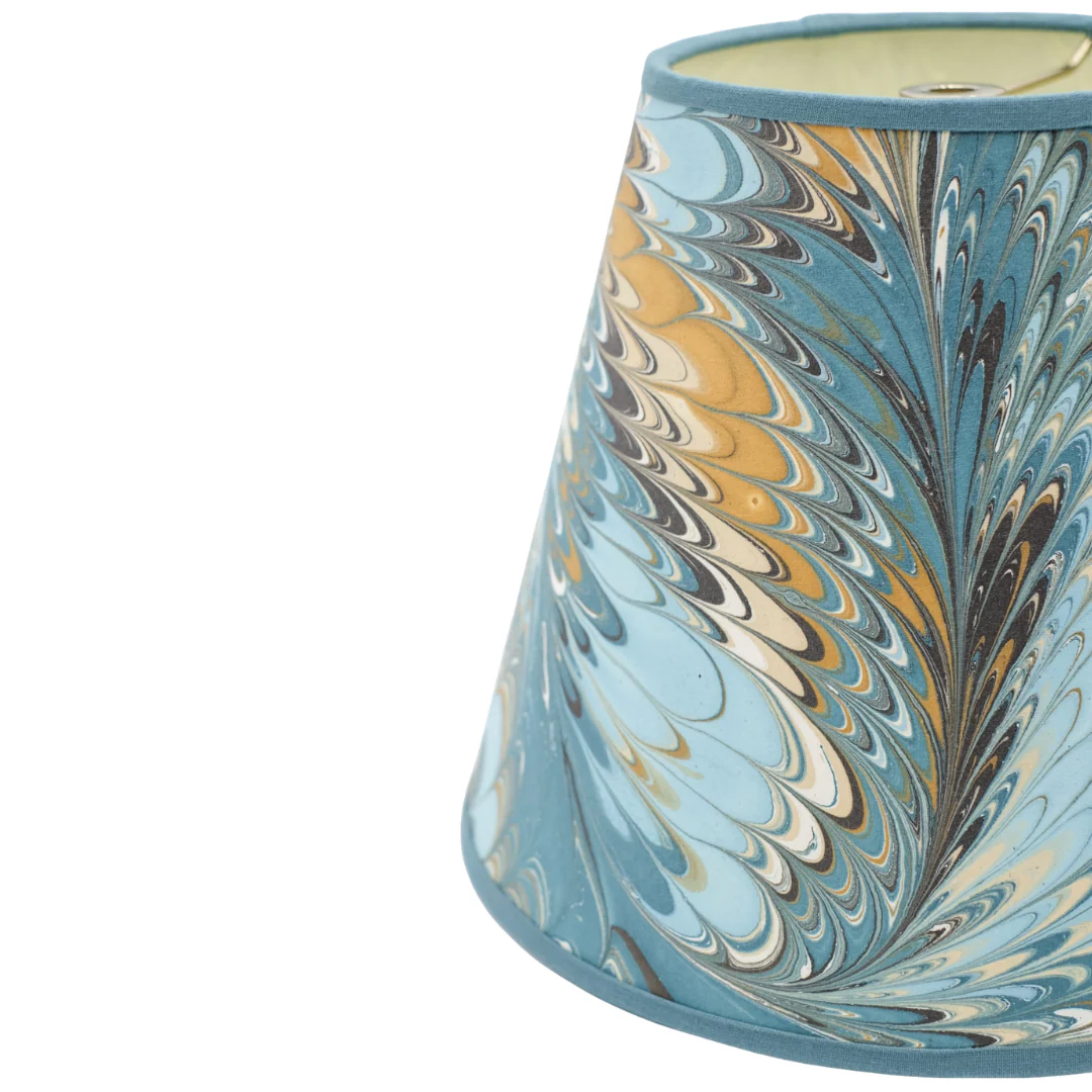 10 inch Marbled Paper Lampshade in Peacock - Image 2