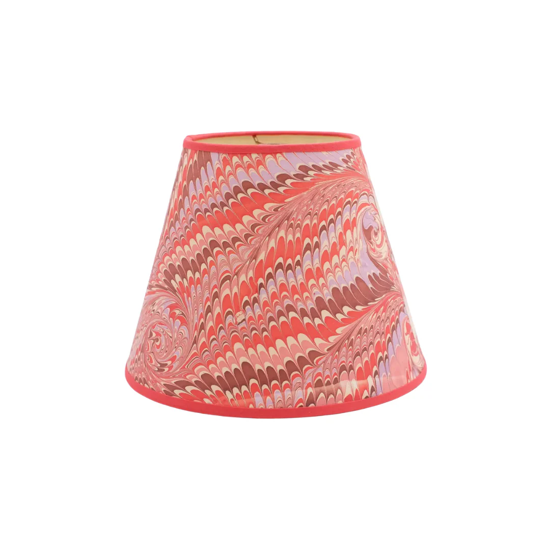 10 inch Marbled Paper Lampshade in Red