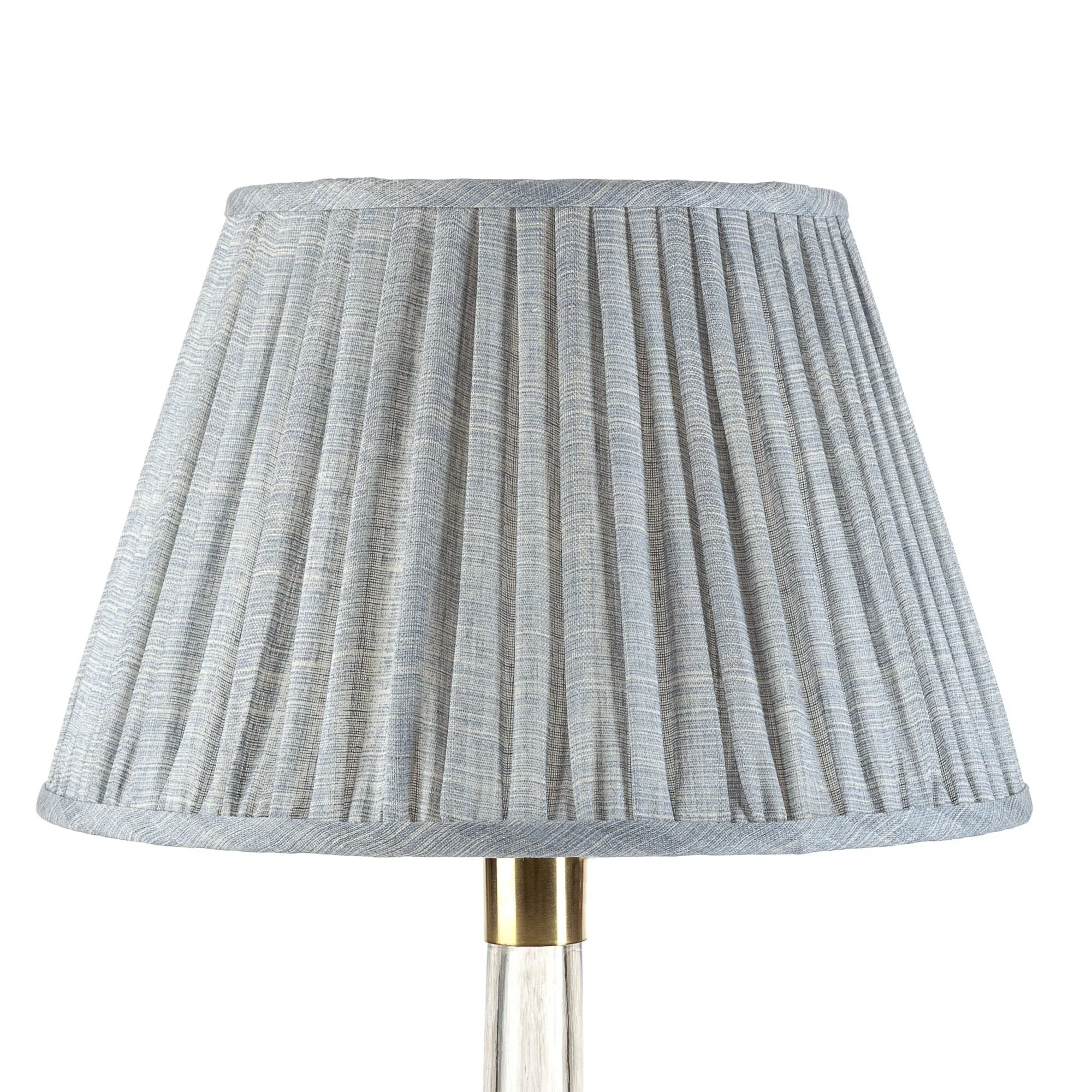 14" Fermoie Lampshade - Moire Linen in Blue