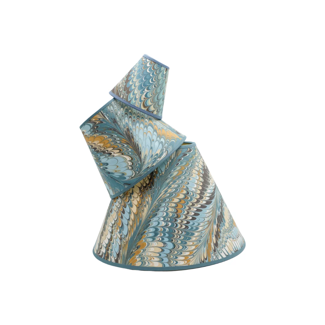 16 inch Marbled Paper Lampshade in Peacock - Image 2