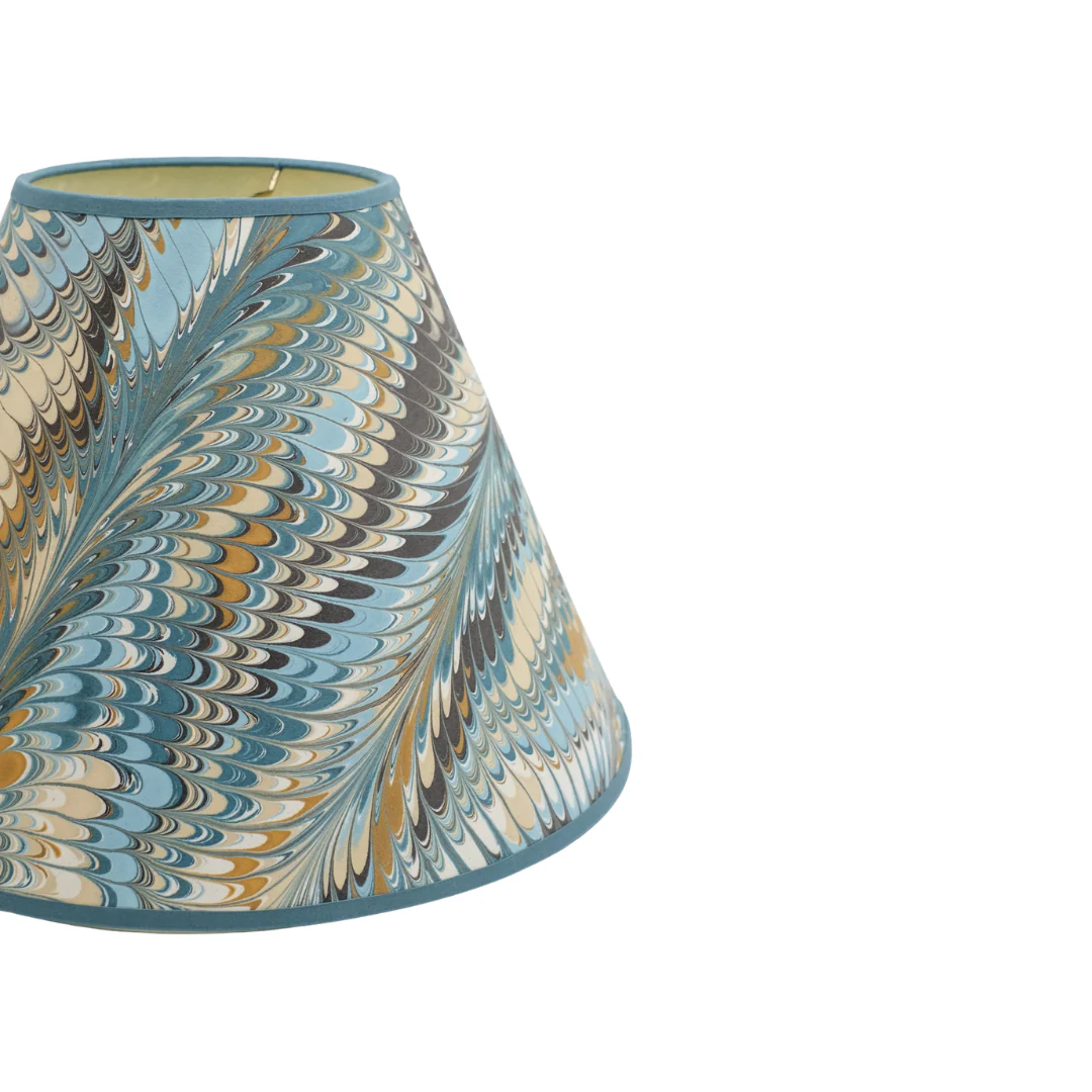 16 inch Marbled Paper Lampshade in Peacock - Image 3