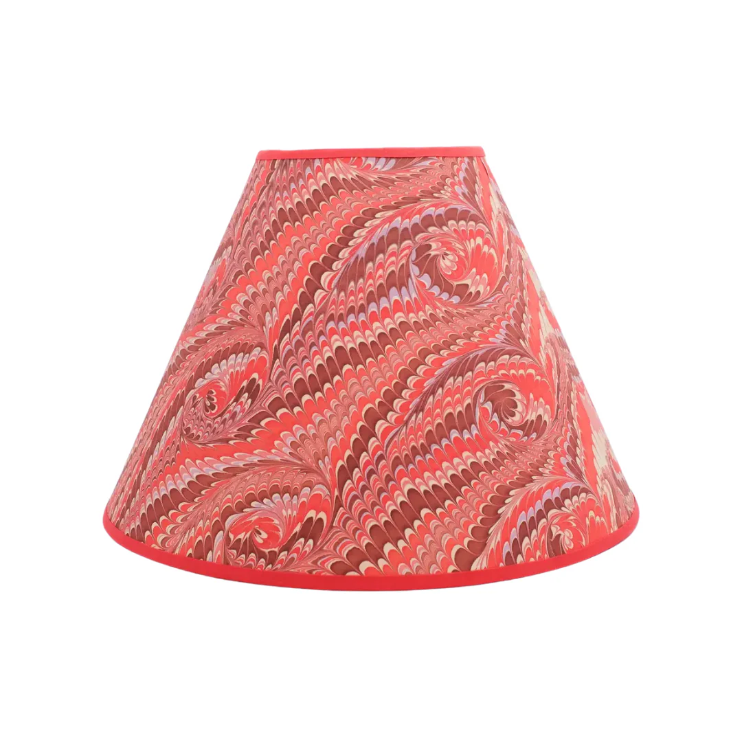 16 inch Marbled Paper Lampshade in Red