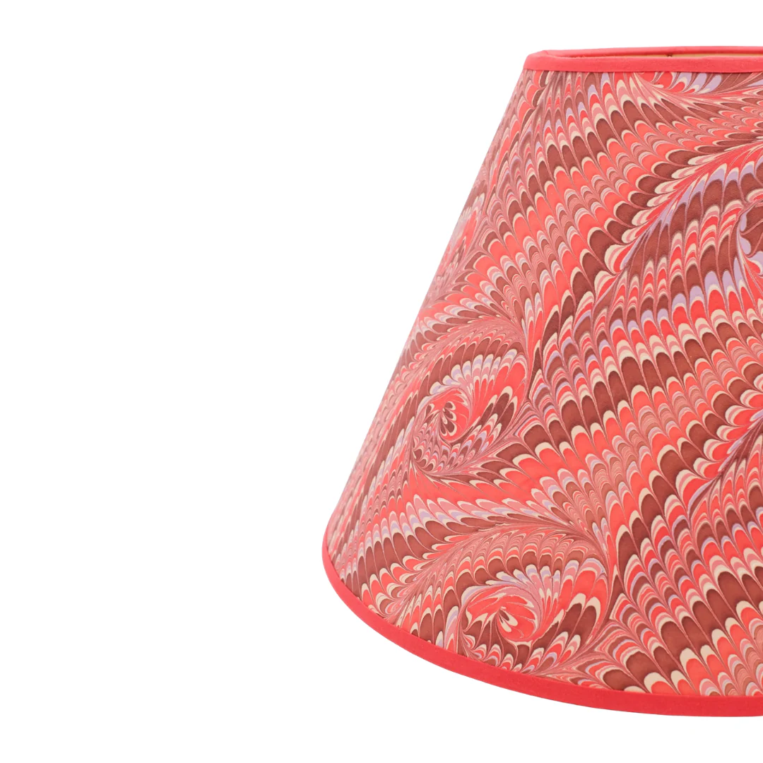 16 inch Marbled Paper Lampshade in Red - Image 2