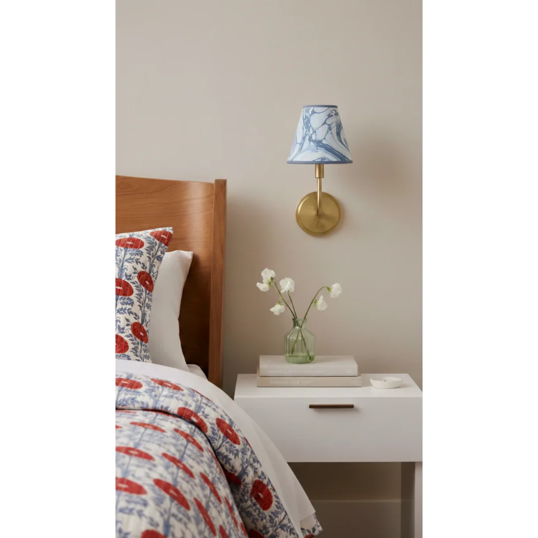 6 inch Marbled Paper Lampshade in Blue - Image 2