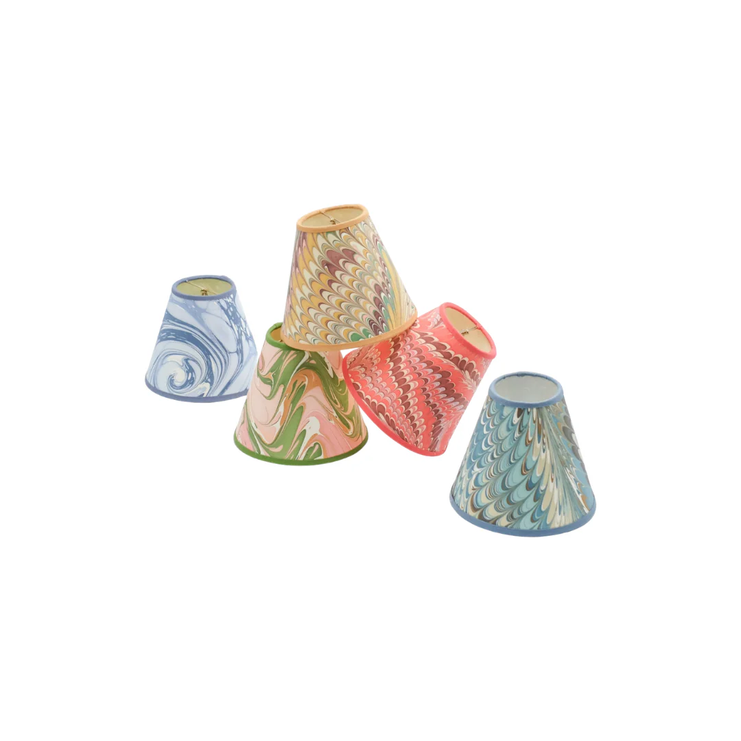 6 inch Marbled Paper Lampshade in Blue - Image 3