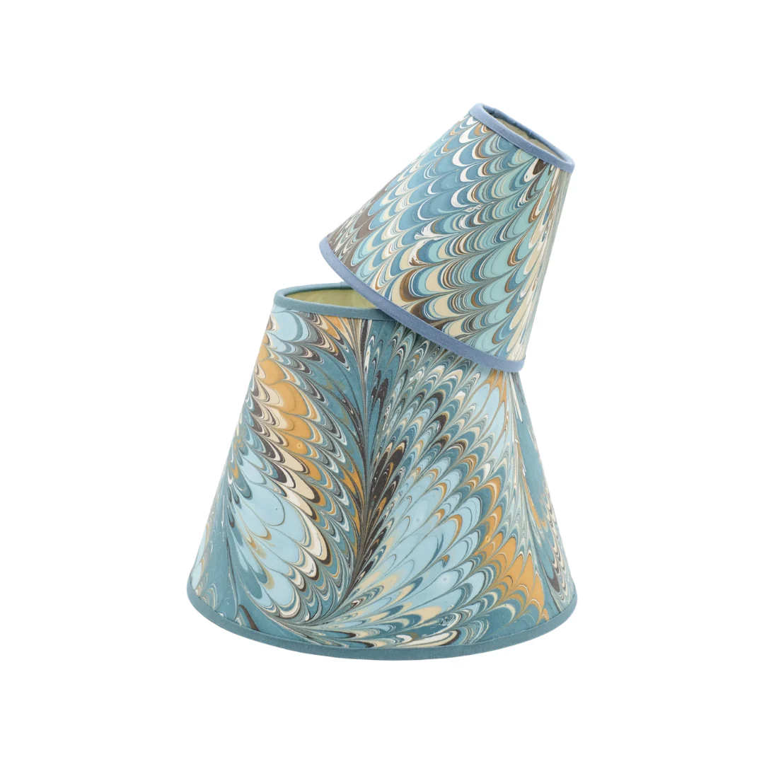 6 inch Marbled Paper Lampshade in Peacock - Image 3