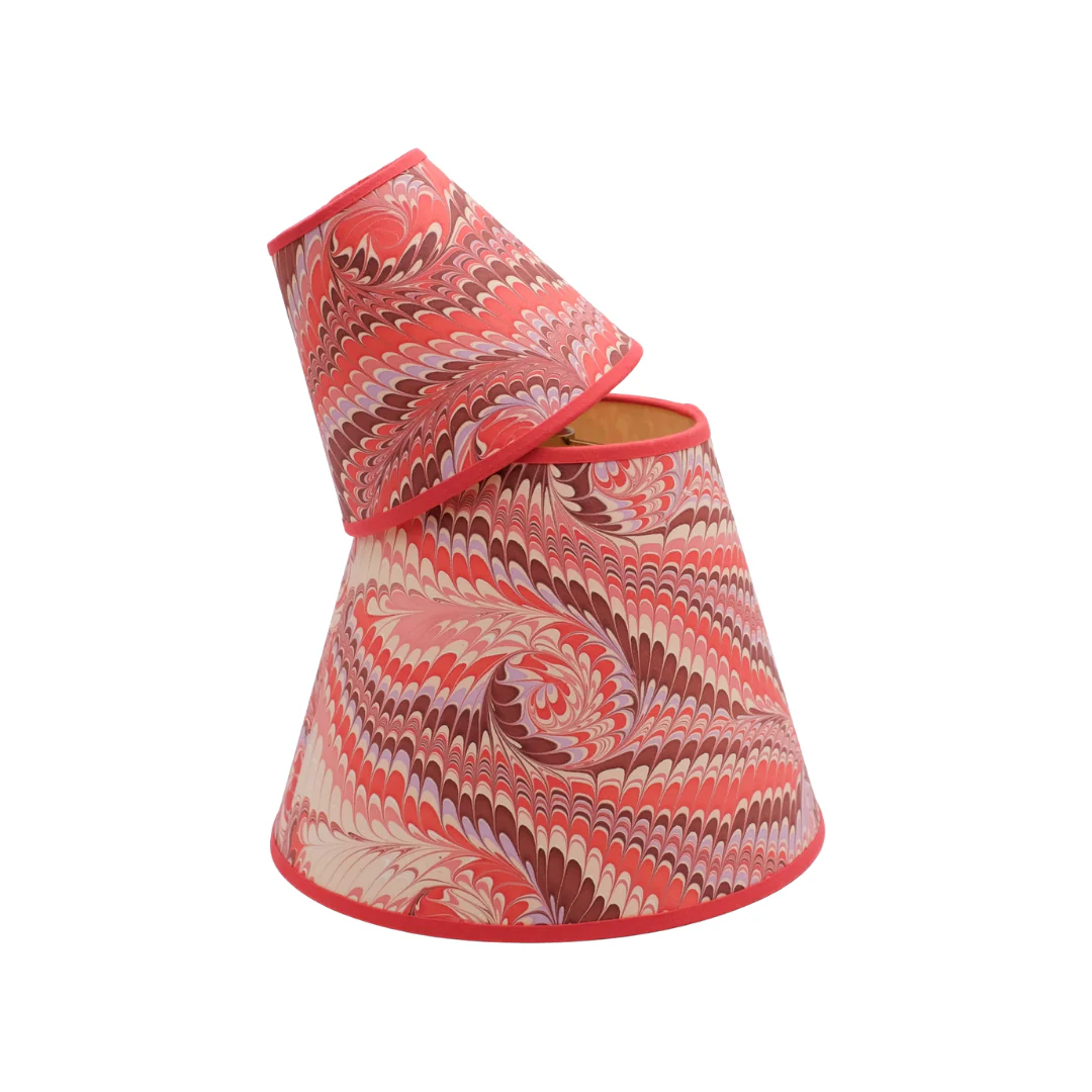 6 inch Marbled Paper Lampshade in Red - Image 2