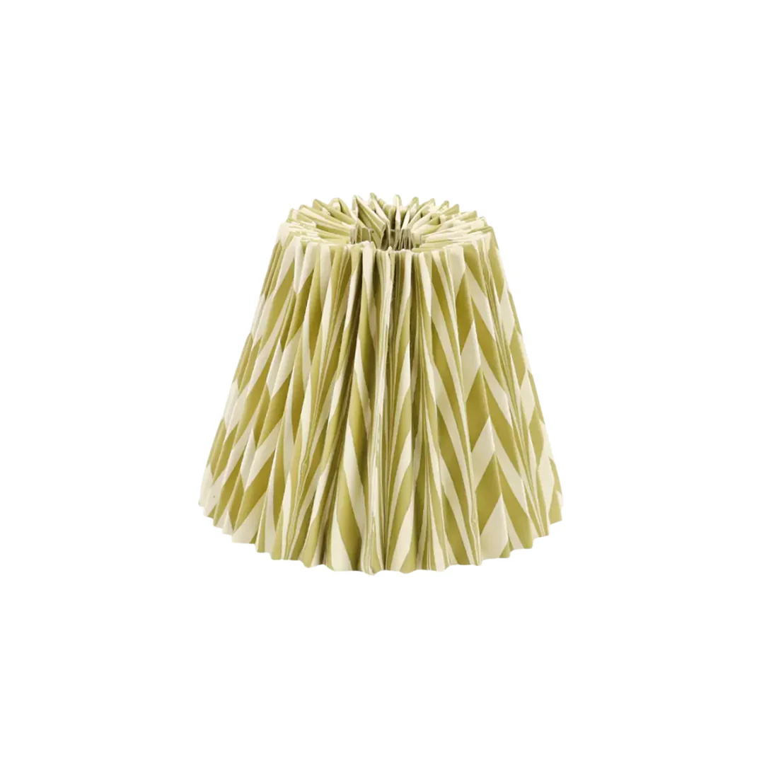 7" Hand-Marbelized Paper Lampshade in Moss Banyan