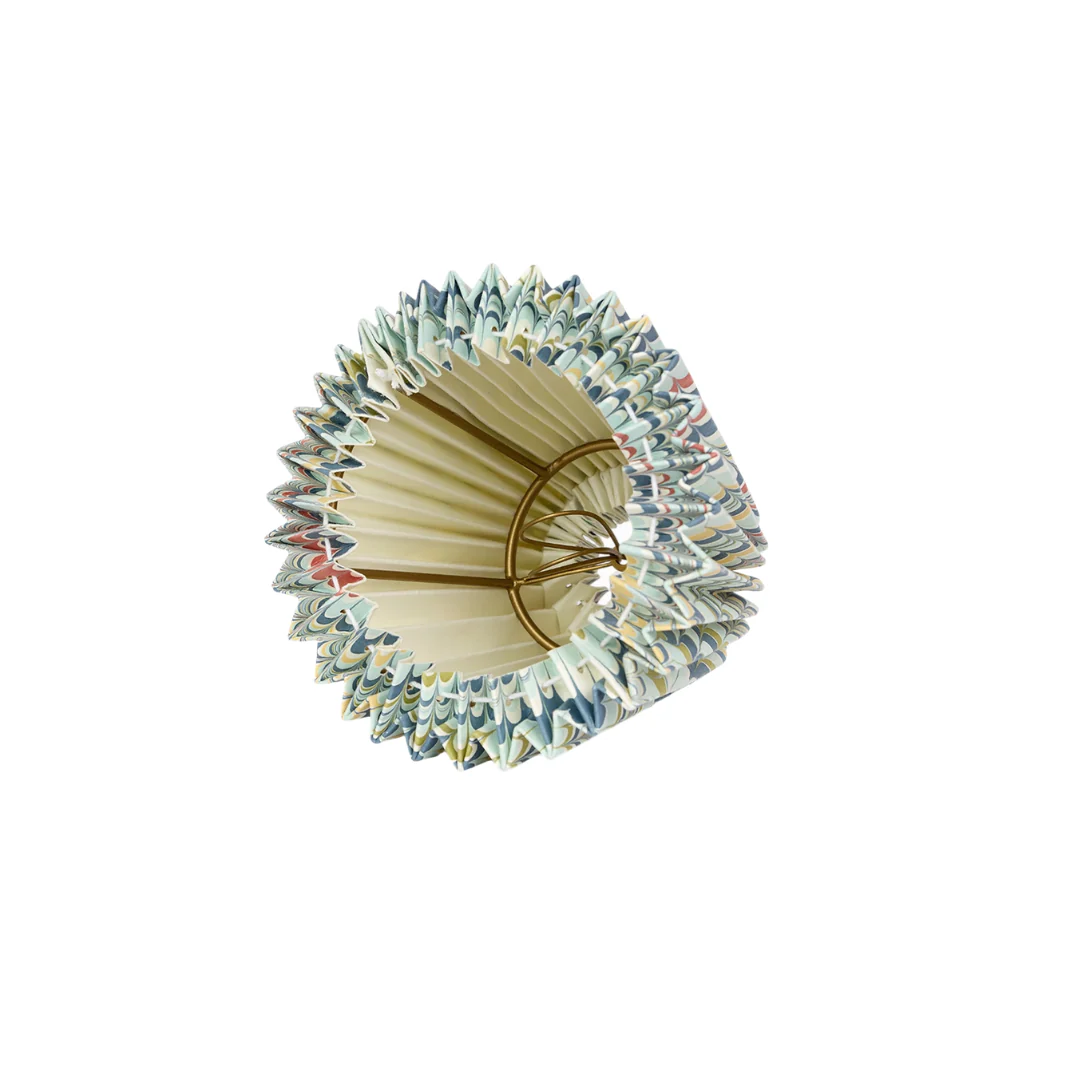 7" Hand-Marbelized Paper Lampshade in Ocean Mountain - Image 2
