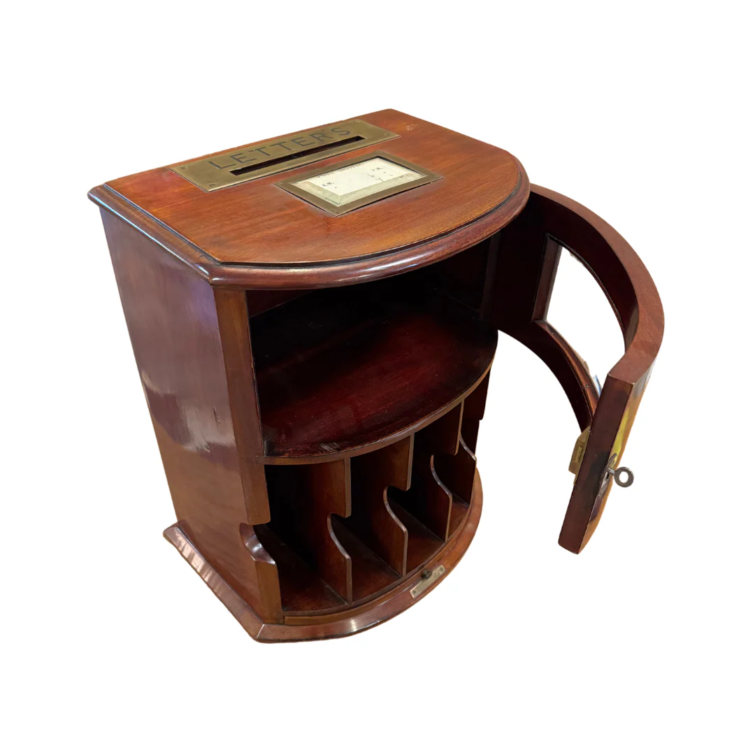 A 19th C. Country House Mailbox with Custom Brass Wall Bracket - Image 2