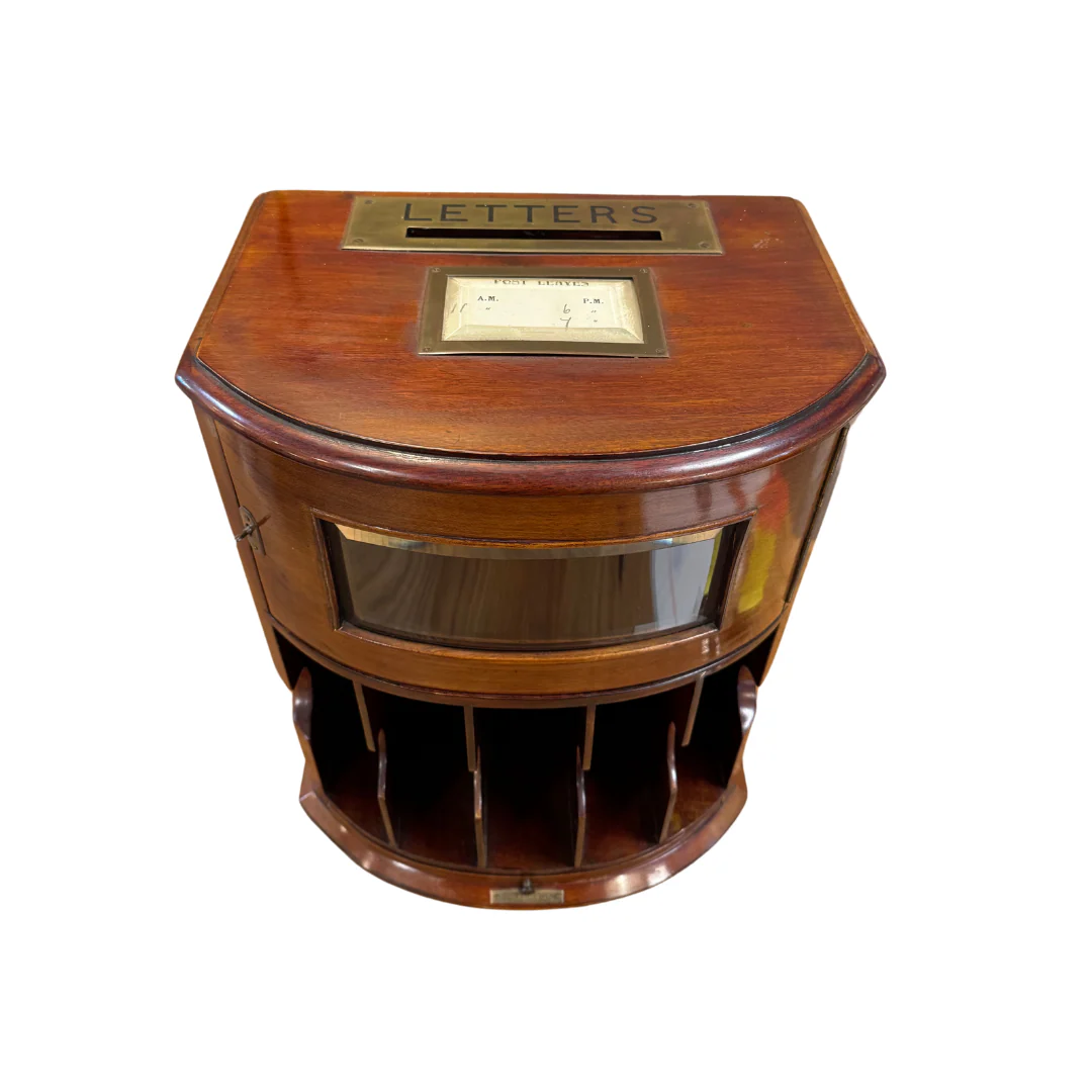 A 19th C. Country House Mailbox with Custom Brass Wall Bracket - Image 5