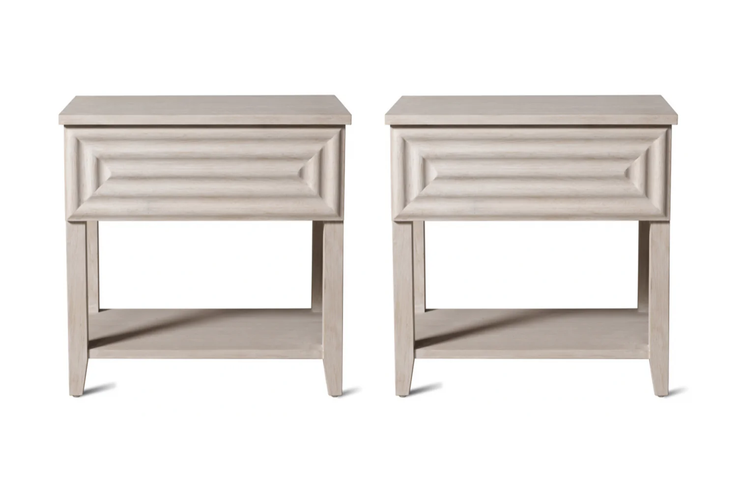 A Pair of Sine Side Tables in Petrified Oak Finish