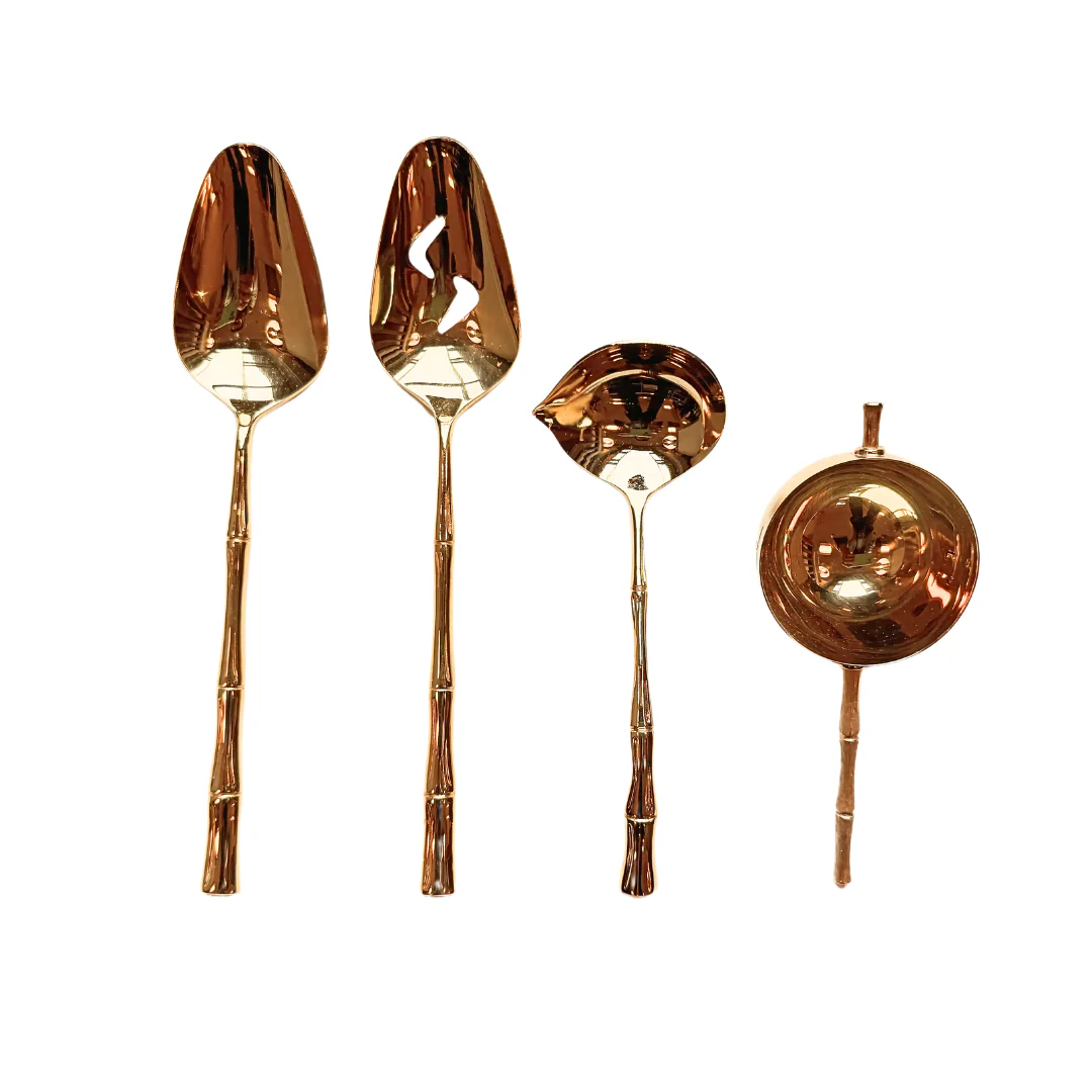 A Set of Vintage Gilt Bamboo Flatware from CD Peacock - Image 3