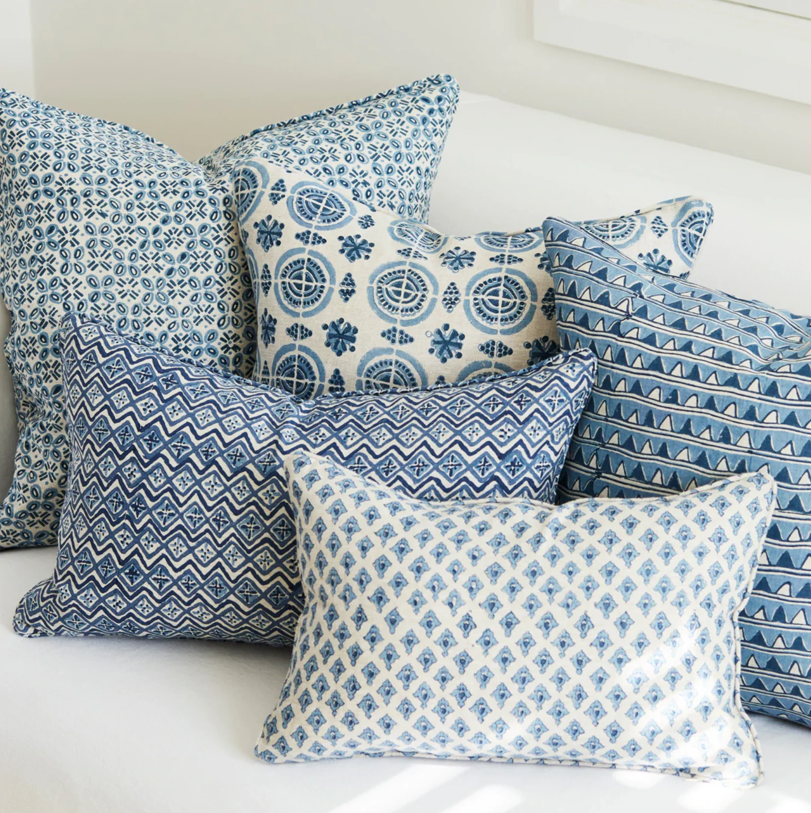 Amreli Azure Linen Cushion 20" x 20" - Image 2