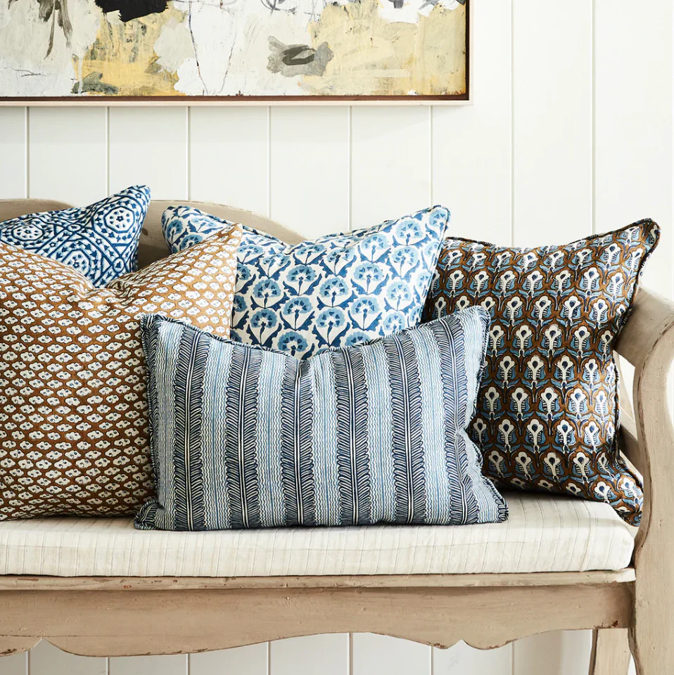 Balos Azure Linen Cushion 14" x 22" - Image 2