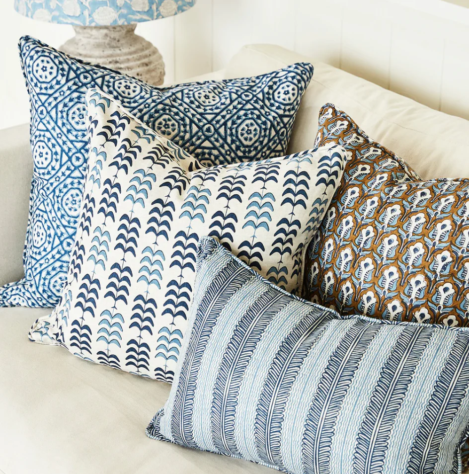 Balos Azure Linen Cushion 14" x 22" - Image 3