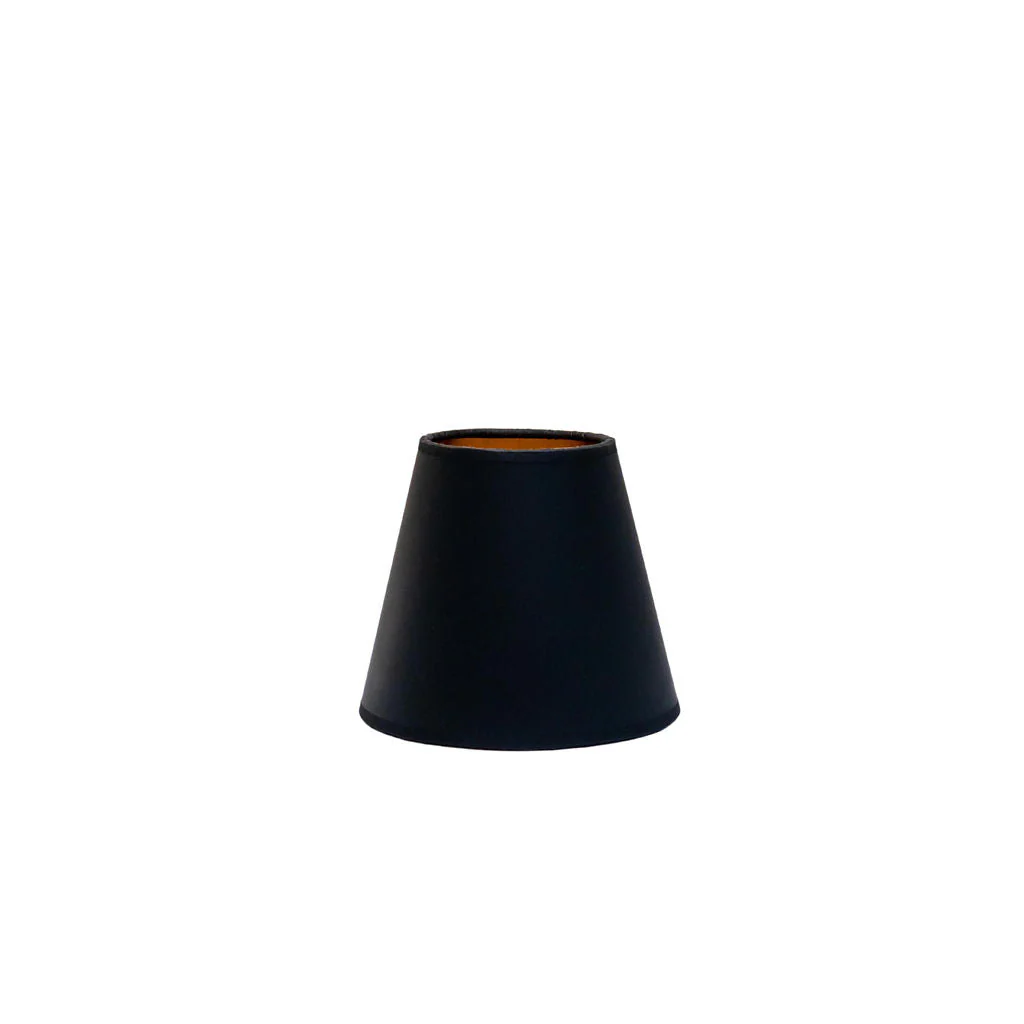 Black Painted Candle-Clip Lampshade with Gold Lining - Image 2
