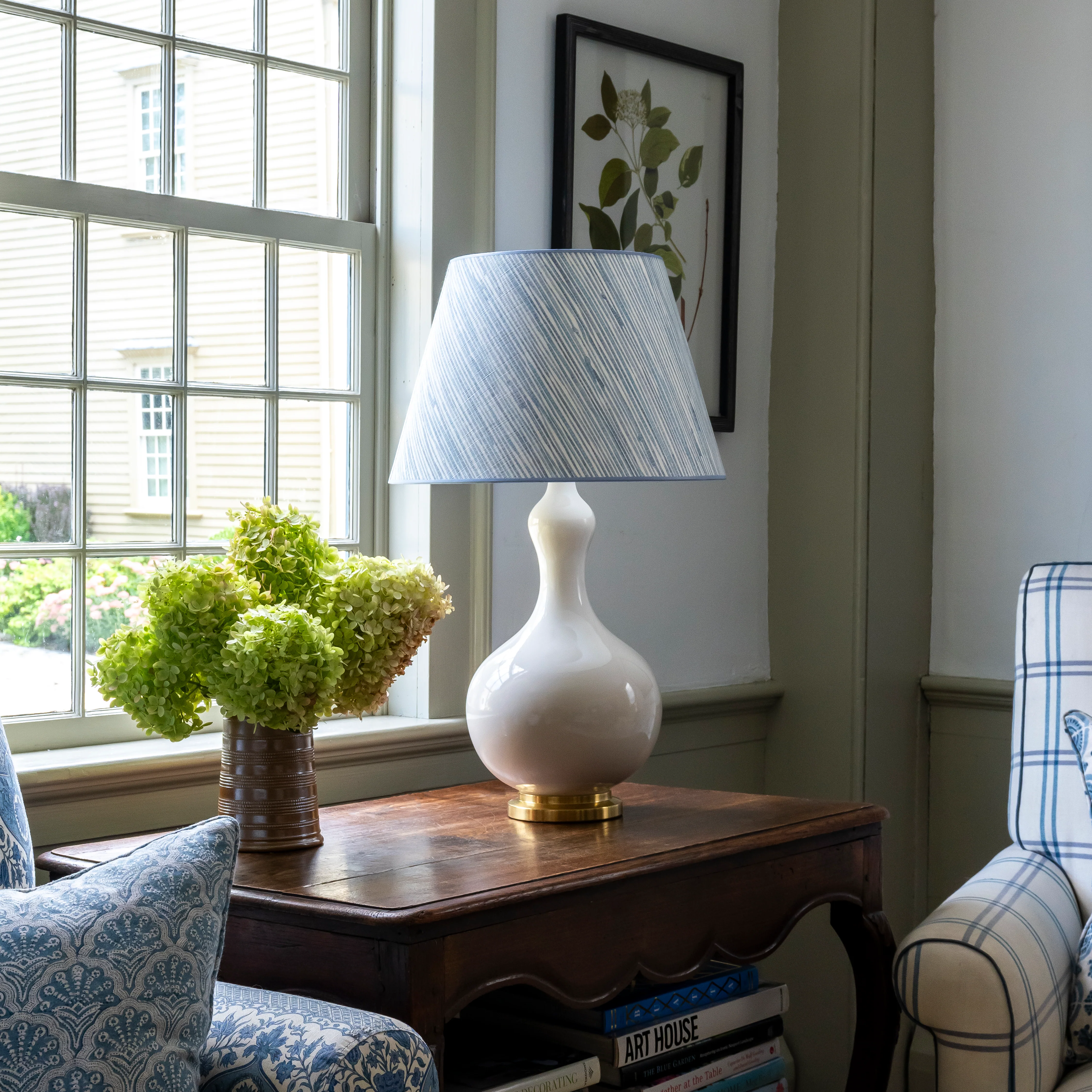 Grasscloth Lampshade in Blue - Image 2