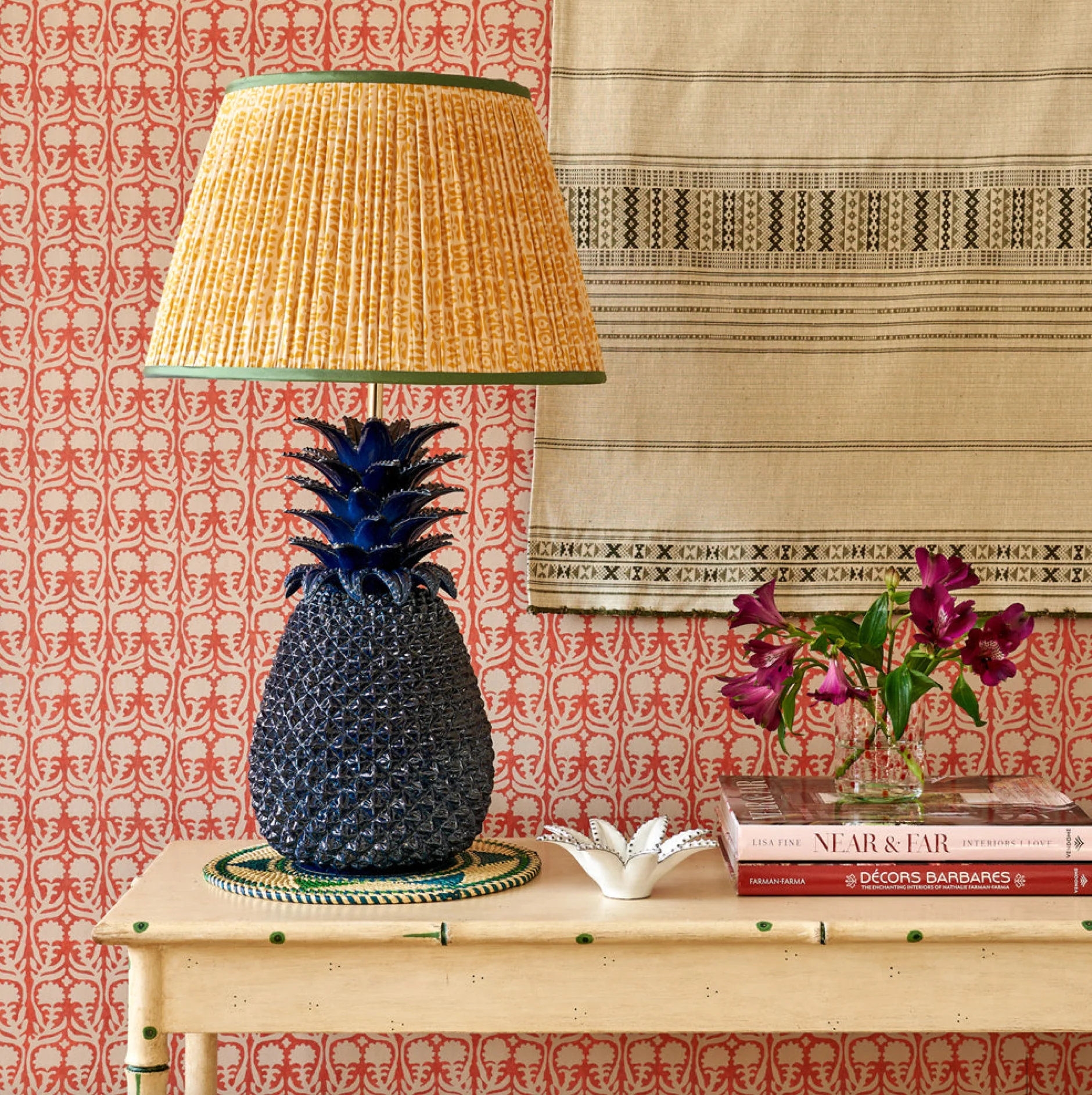 Indigo Pineapple Ceramic Table Lamp by Penny Morrison - Image 2
