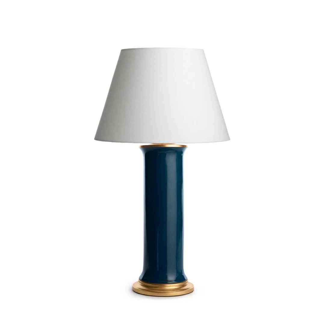 Lainey Ceramic Column Table Lamp in Naval
