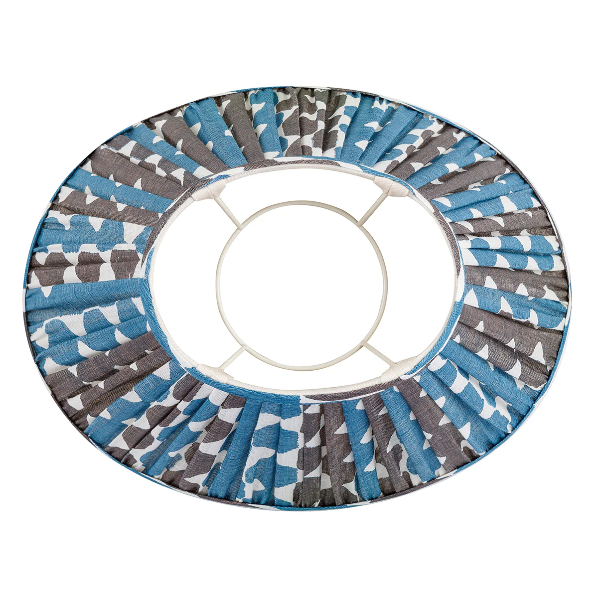Oval Fermoie Lampshade - Blue and Neutral Whittle - Image 3