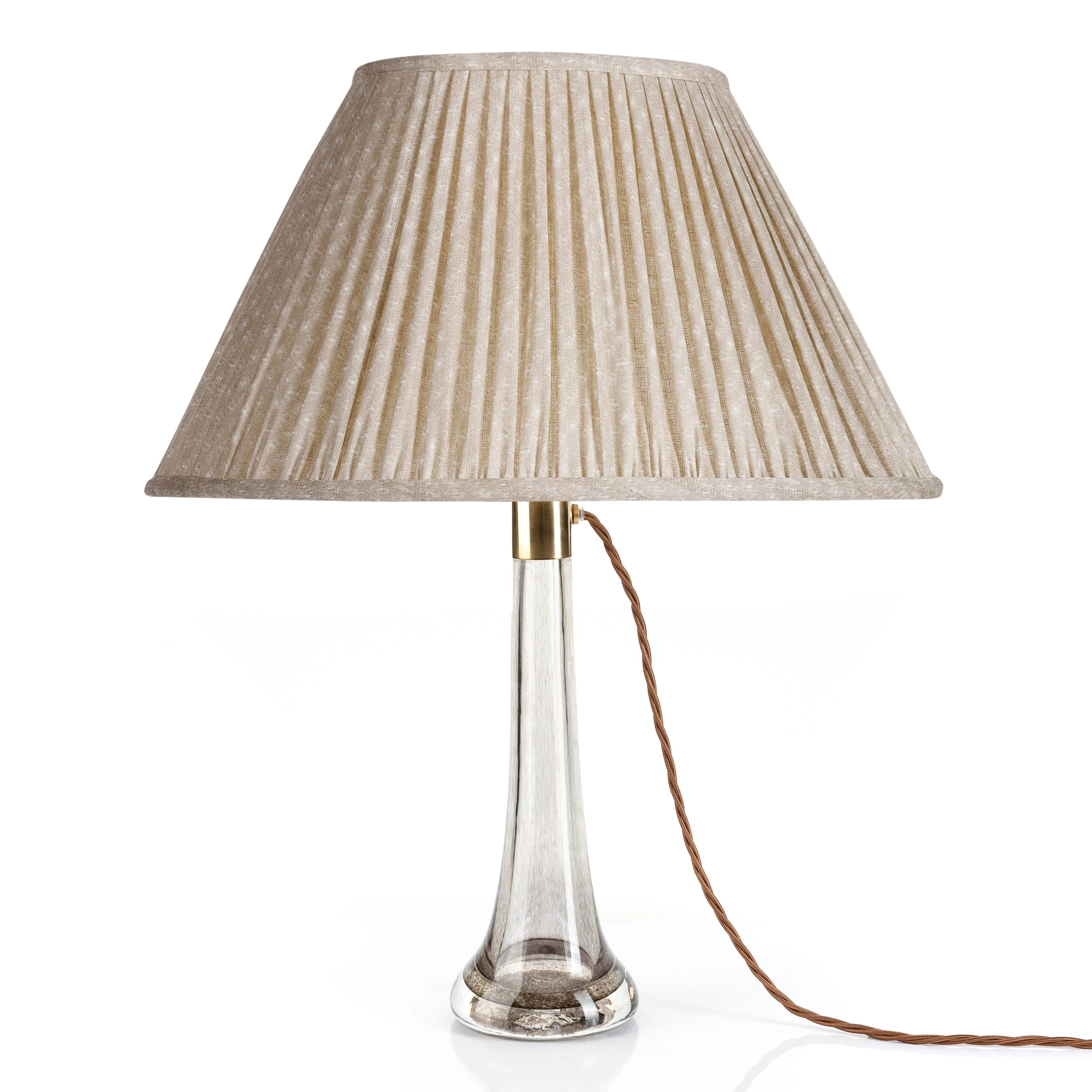 Oval Fermoie Lampshade - Figured Linen in Ecru