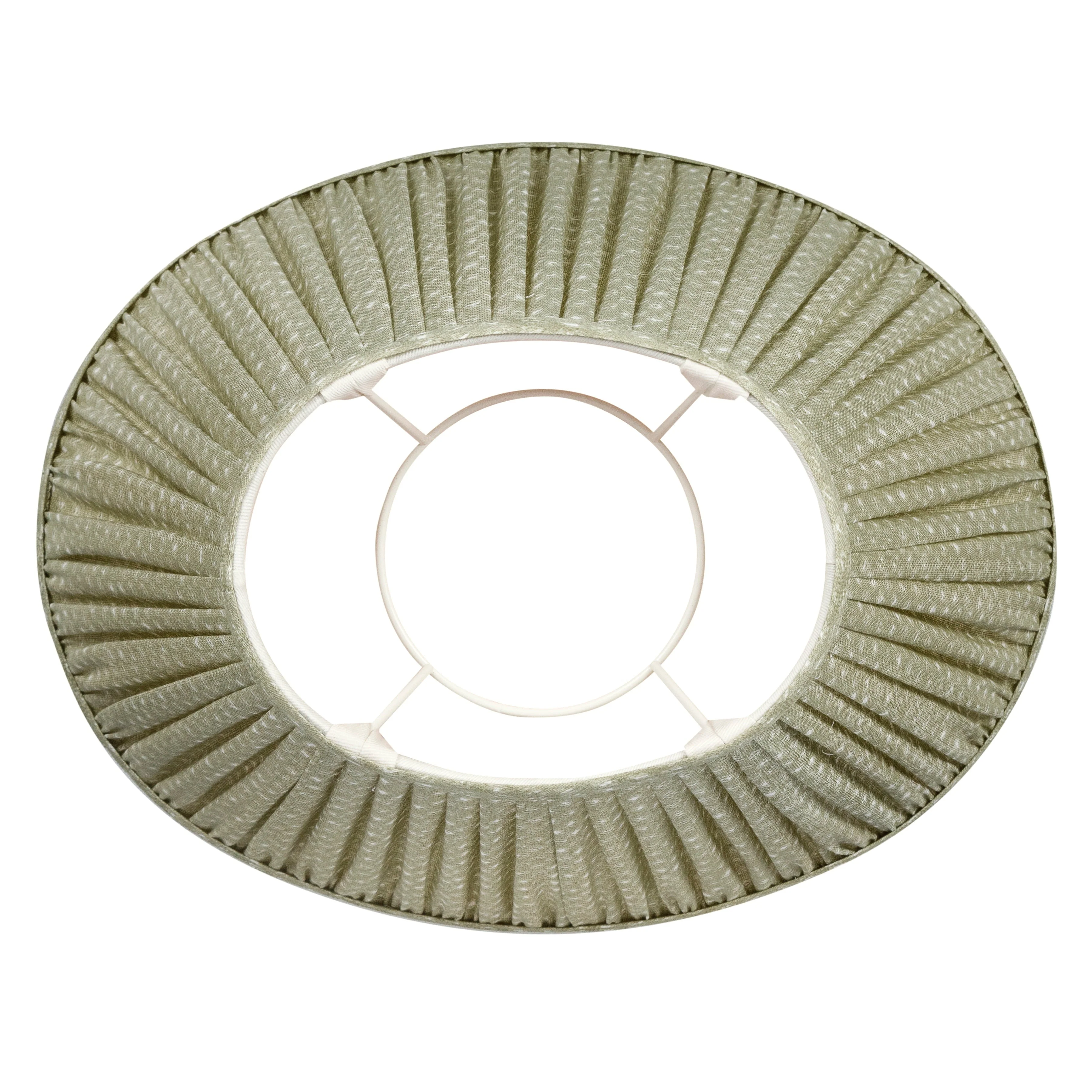 Oval Fermoie Lampshade - Figured Linen in Green - Image 2