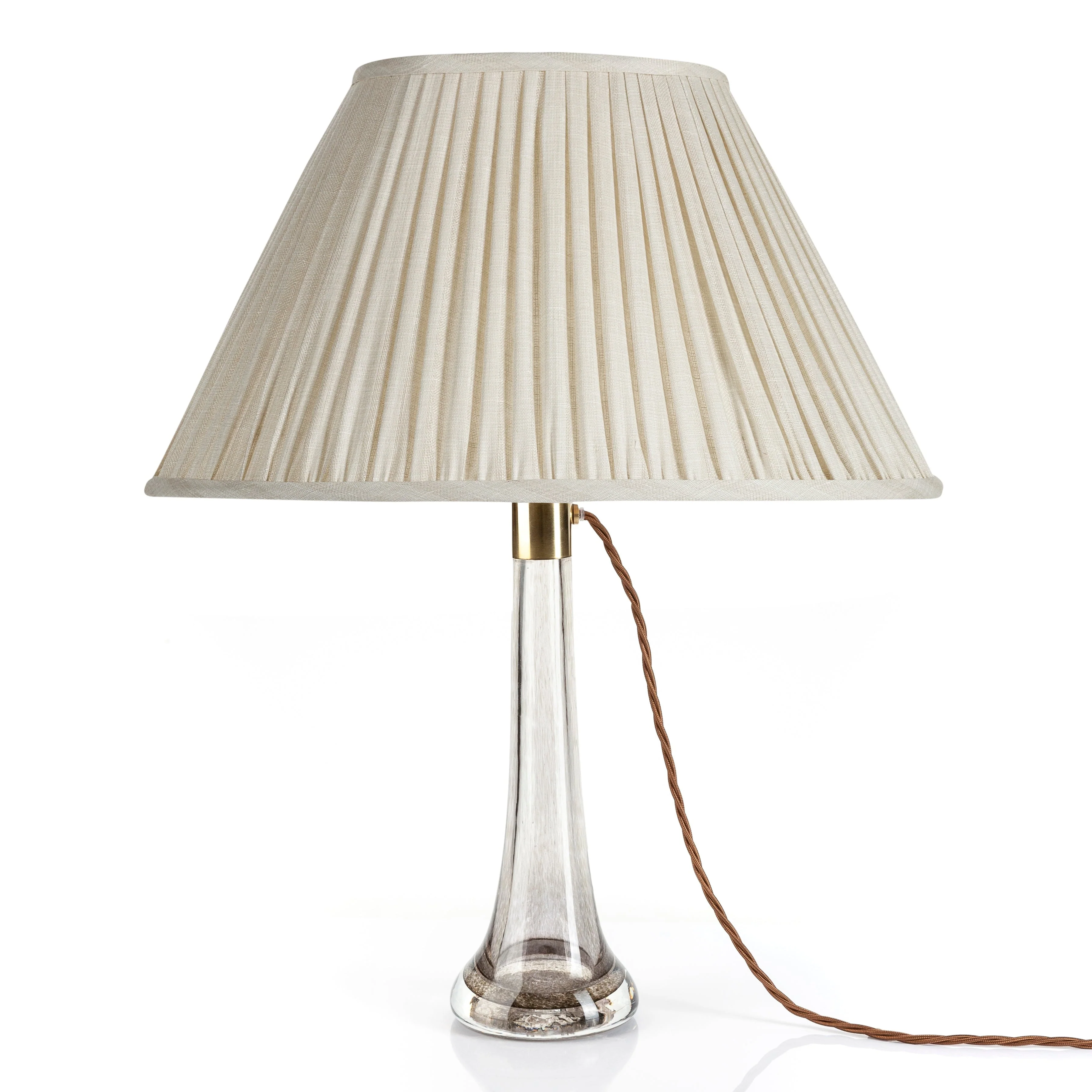 Oval Fermoie Lampshade - Plain Linen in Cream Moire