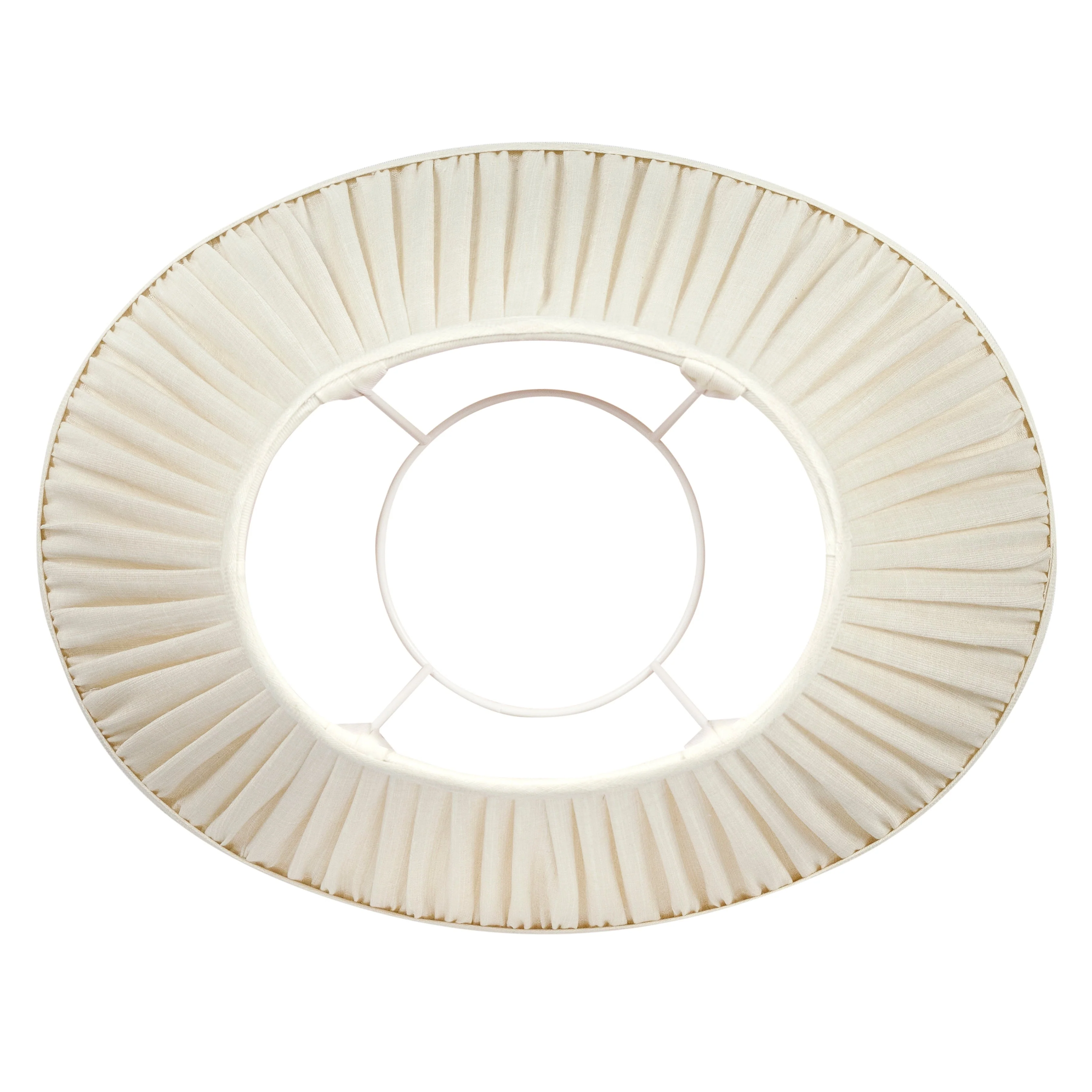 Oval Fermoie Lampshade - Plain Linen in Cream Moire - Image 2