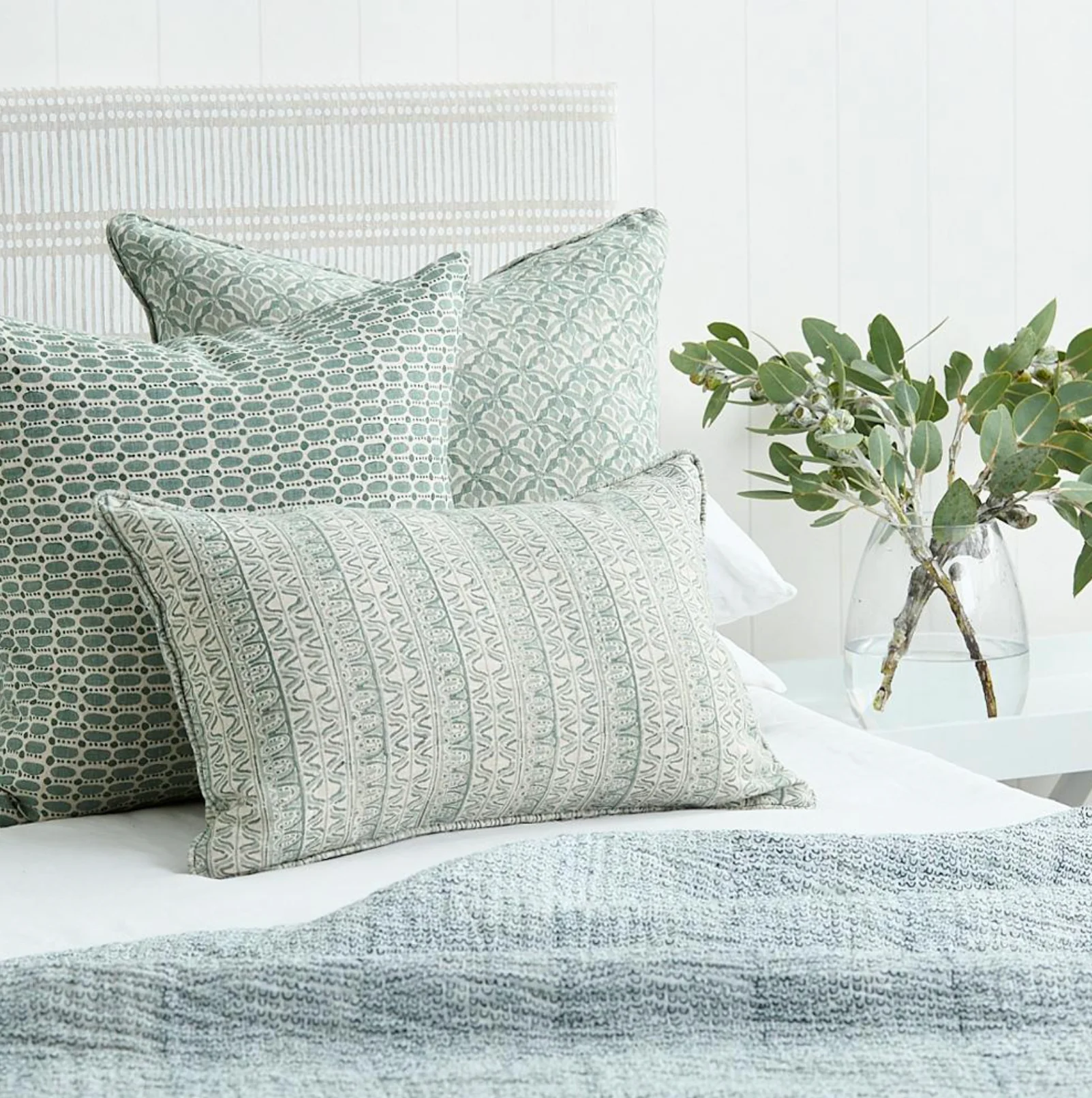 Positano Celadon Linen Cushion 22" x 22" - Image 2