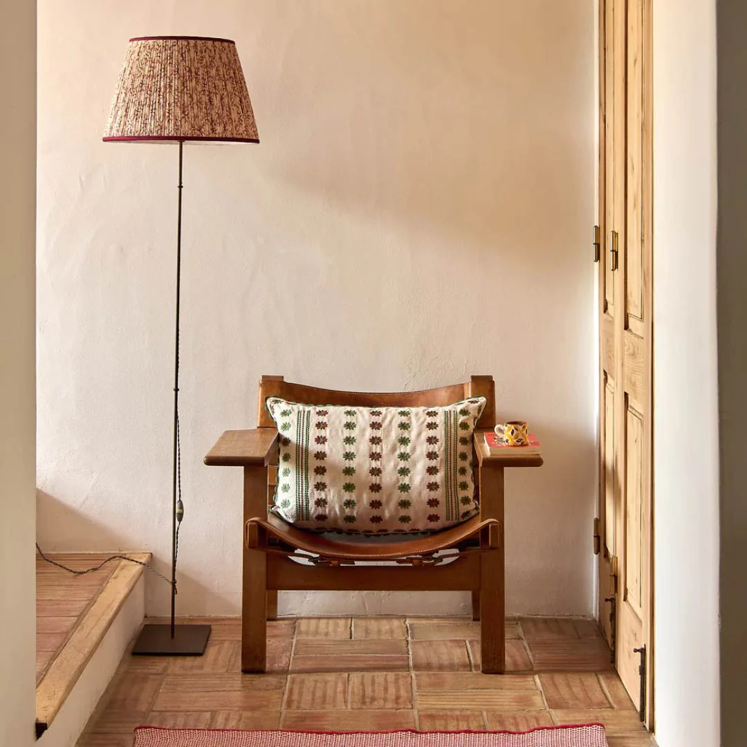 Raspberry/Red Juniper Pleated Lampshade with Burgundy Trim by Penny Morrison - Image 2