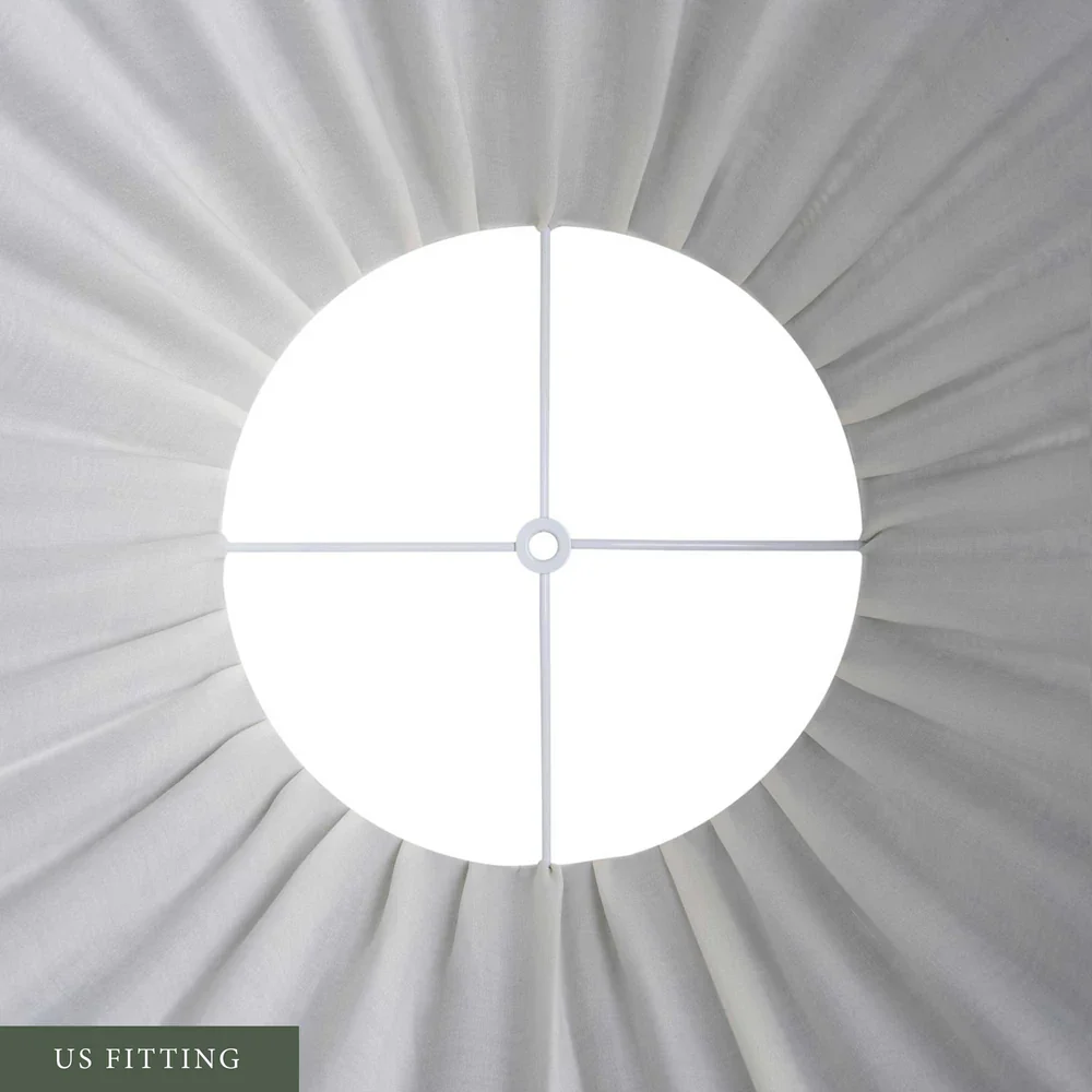 Blue Flower on Cream Pleated Silk Lampshade with Pink Trim - Image 4