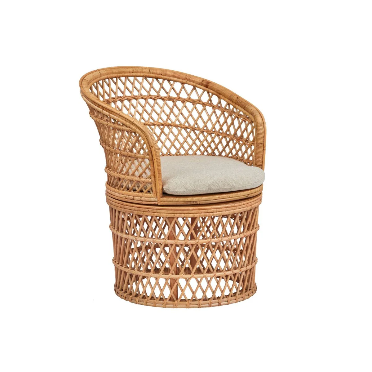 Rattan Barrel Swivel Chair - Image 4