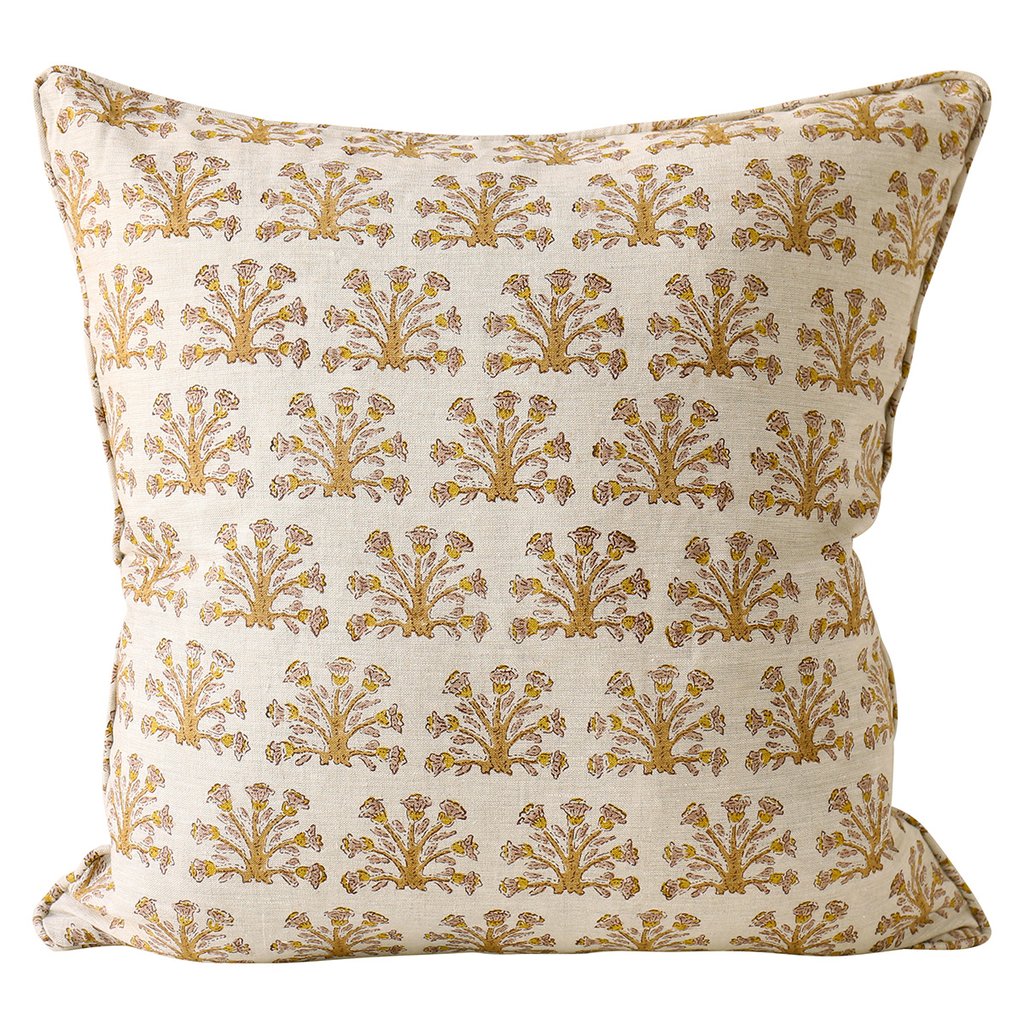 Samode Saffron Linen Cushion 22" x 22"