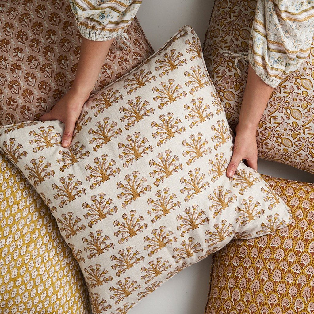 Samode Saffron Linen Cushion 22" x 22" - Image 2