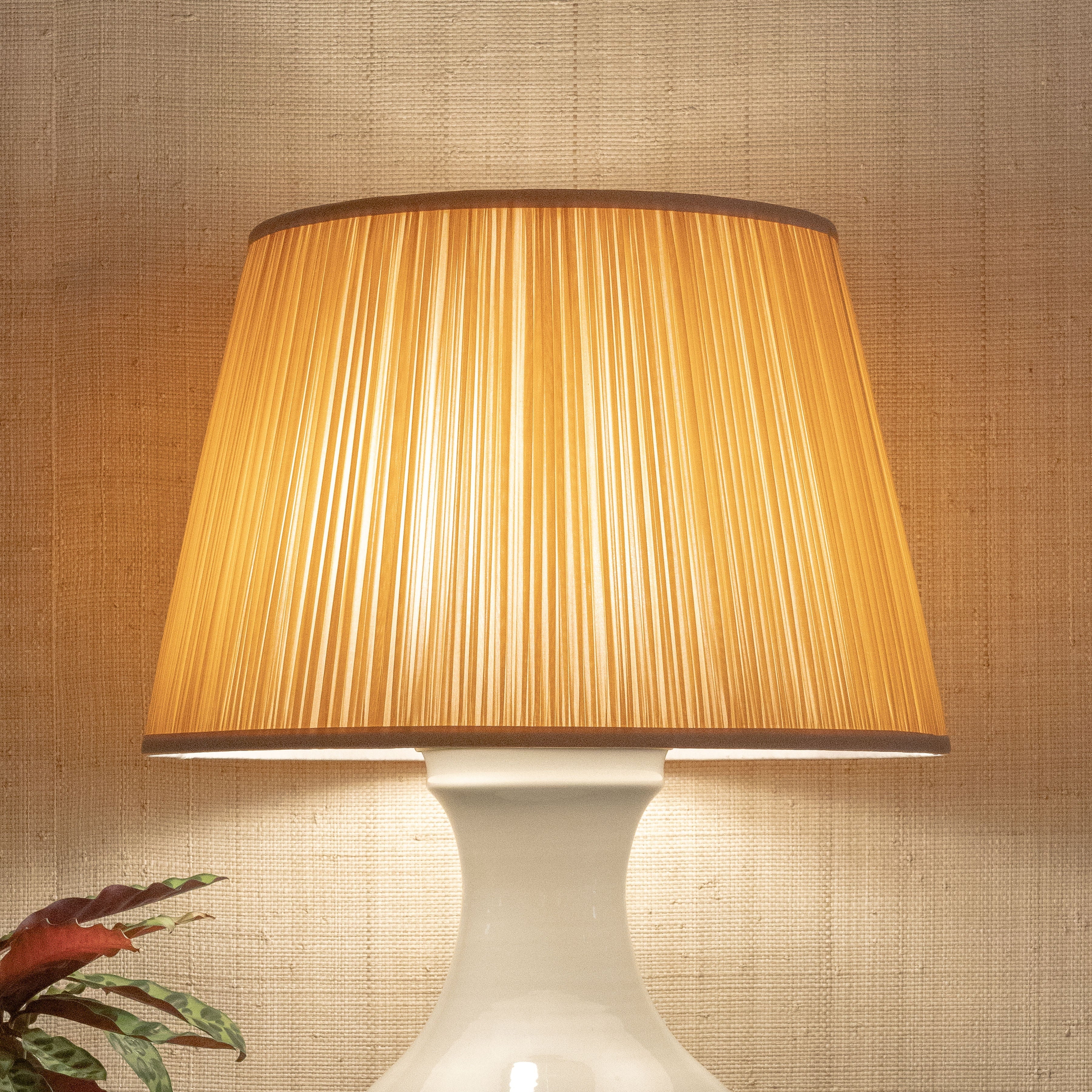 Shirred Silk Lampshade in Apricot - Image 2