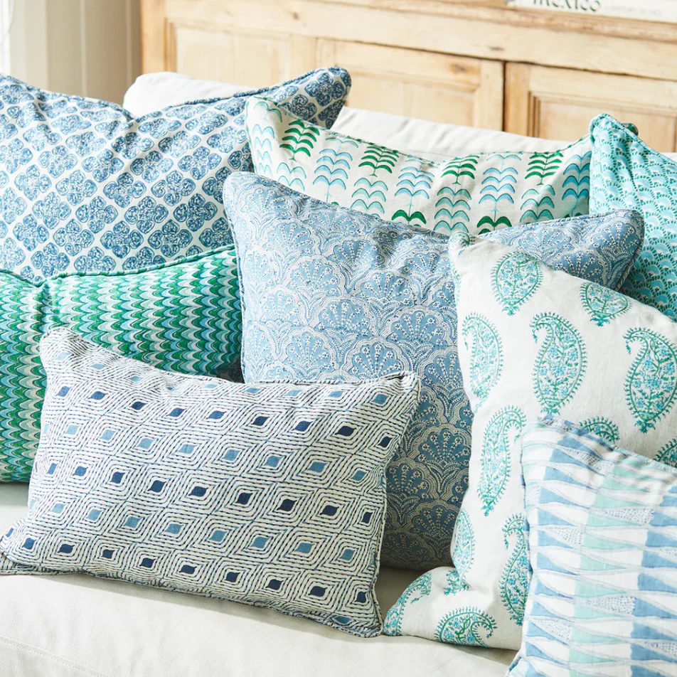 St. Tropez Azure Linen Cushion 20" x 20" - Image 2