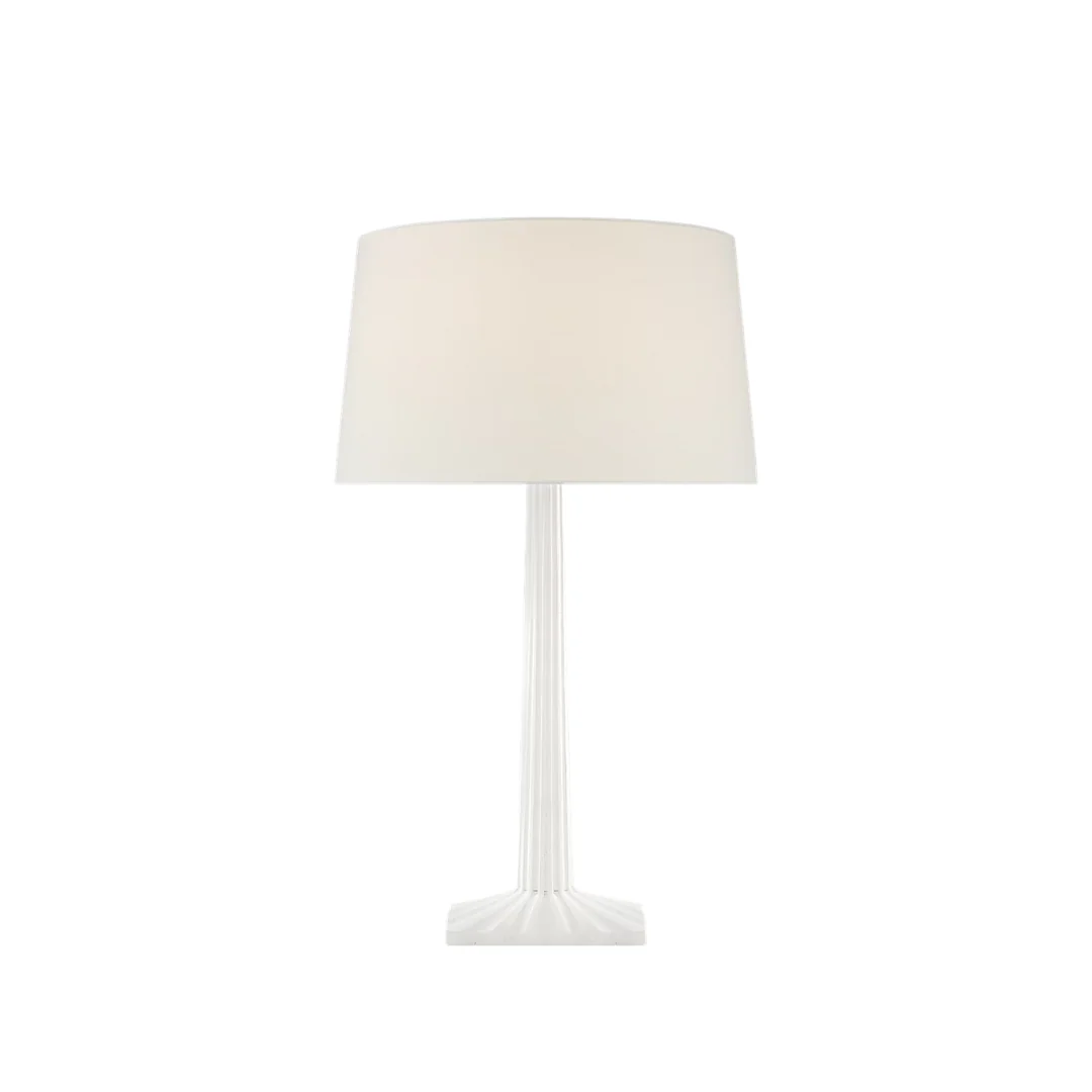 Strie Fluted Column Table Lamp in Plaster White