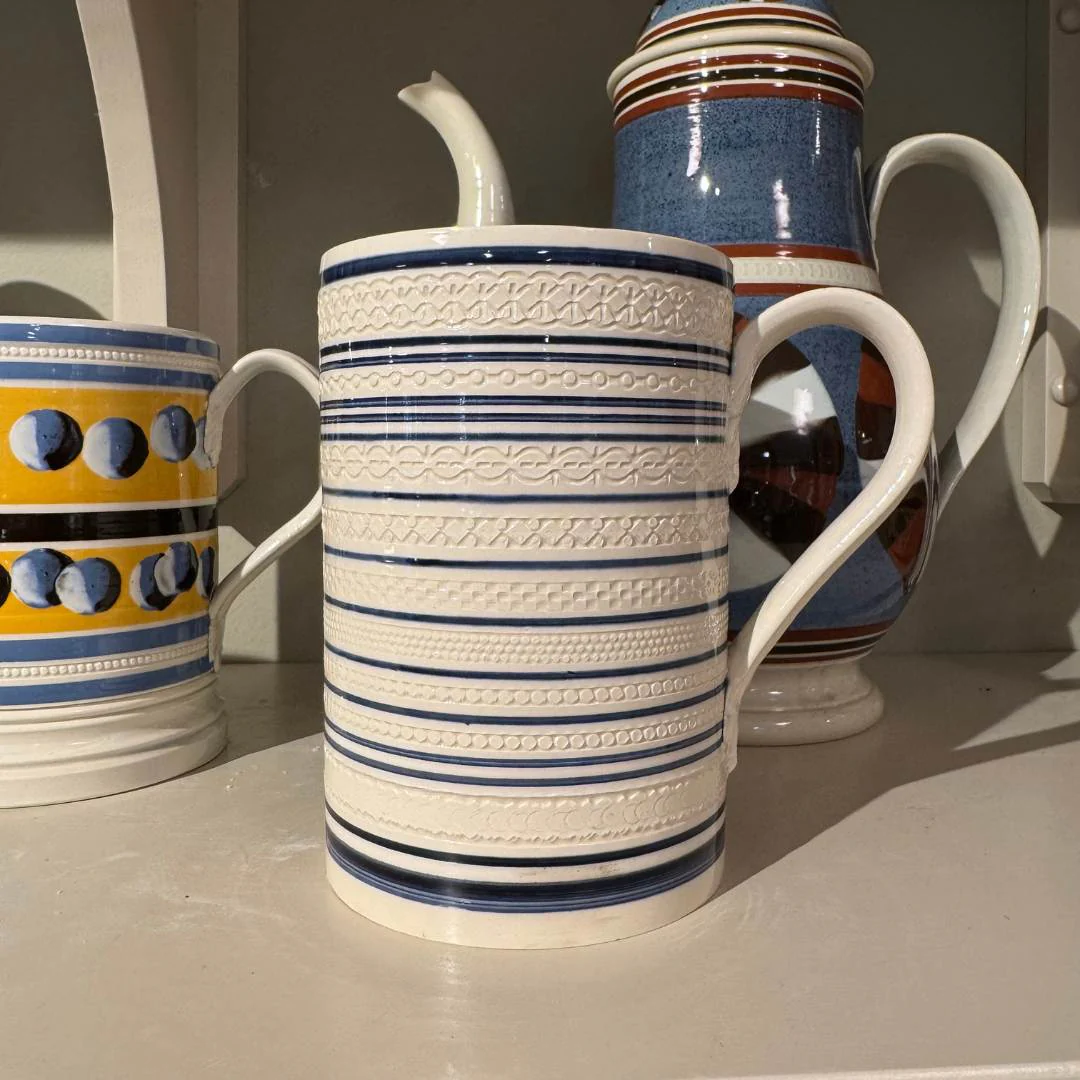 Vintage Blue & White Mochaware Tankard - Image 2