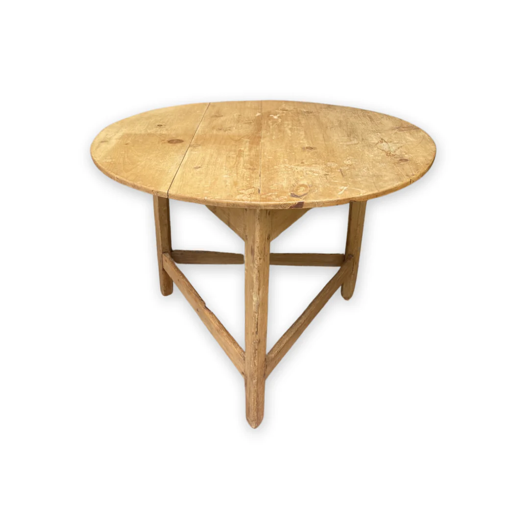 Vintage Scrubbed Pine Round Table #1